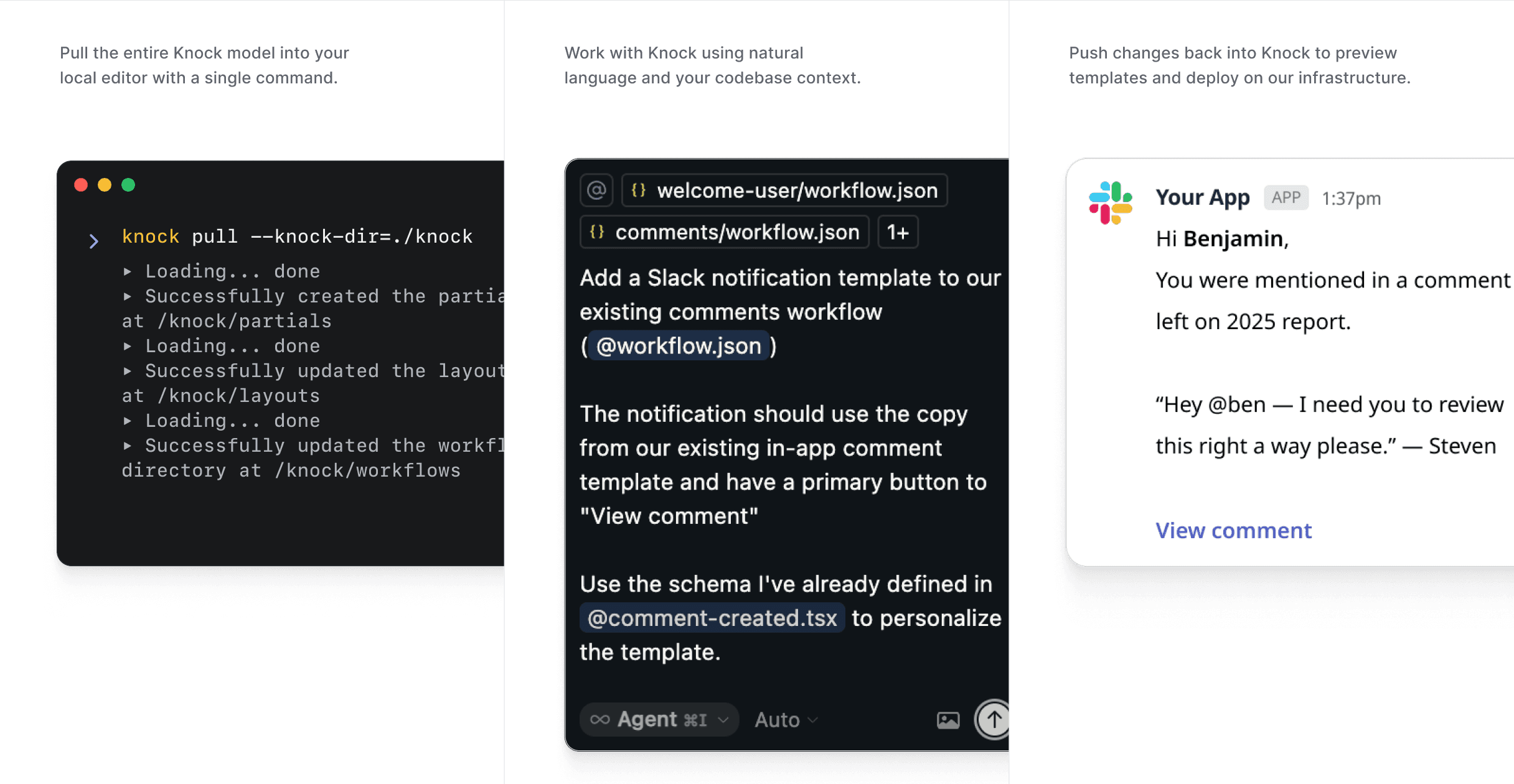 Work with all of Knock from your AI code editor.