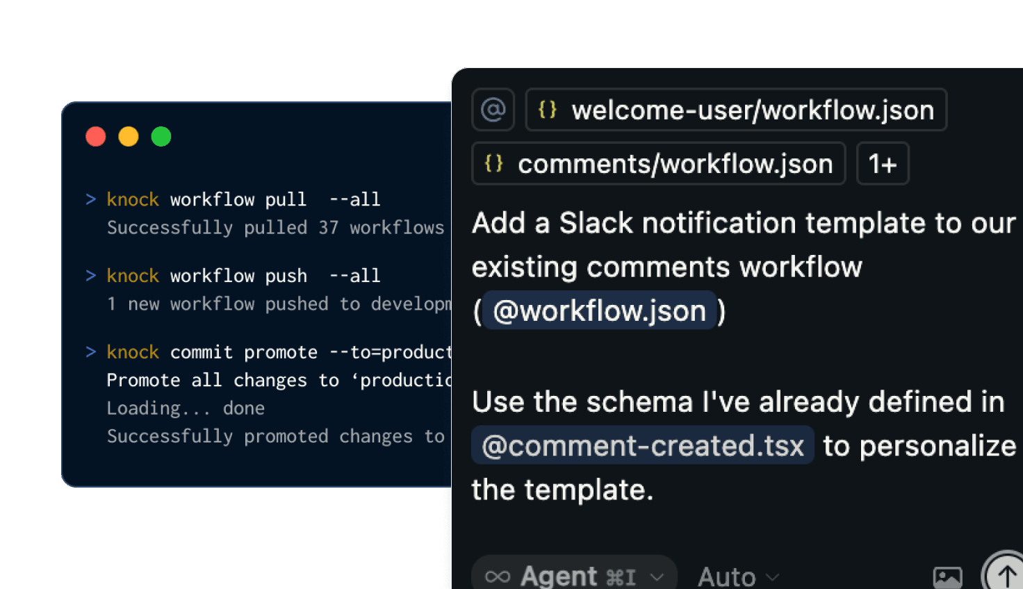 Knock CLI + your AI IDE.